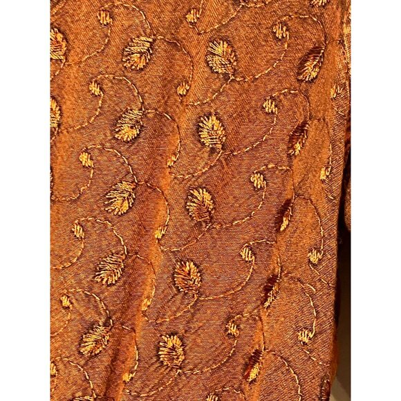 Retro Floral Beaded Boho Top Orange L Indie Hippie Western Folk Artsy Funky 80s - Picture 7 of 16